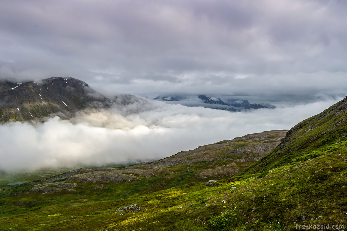 Worthington glacier valley overview with clouds