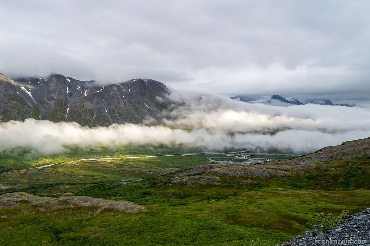 Worthington glacier valley overview with clouds